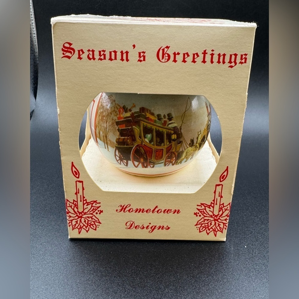Vintage 1980 Hallmark Keepsake Unbreakable Satin Ornament Christmas Time w/ box